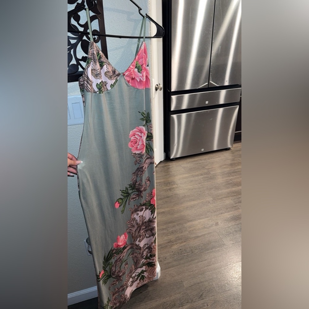 Floral Maxi Dress with Pink Accents